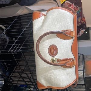 Dooney & Bourke Tan and Cream Satchel with Leather Accents